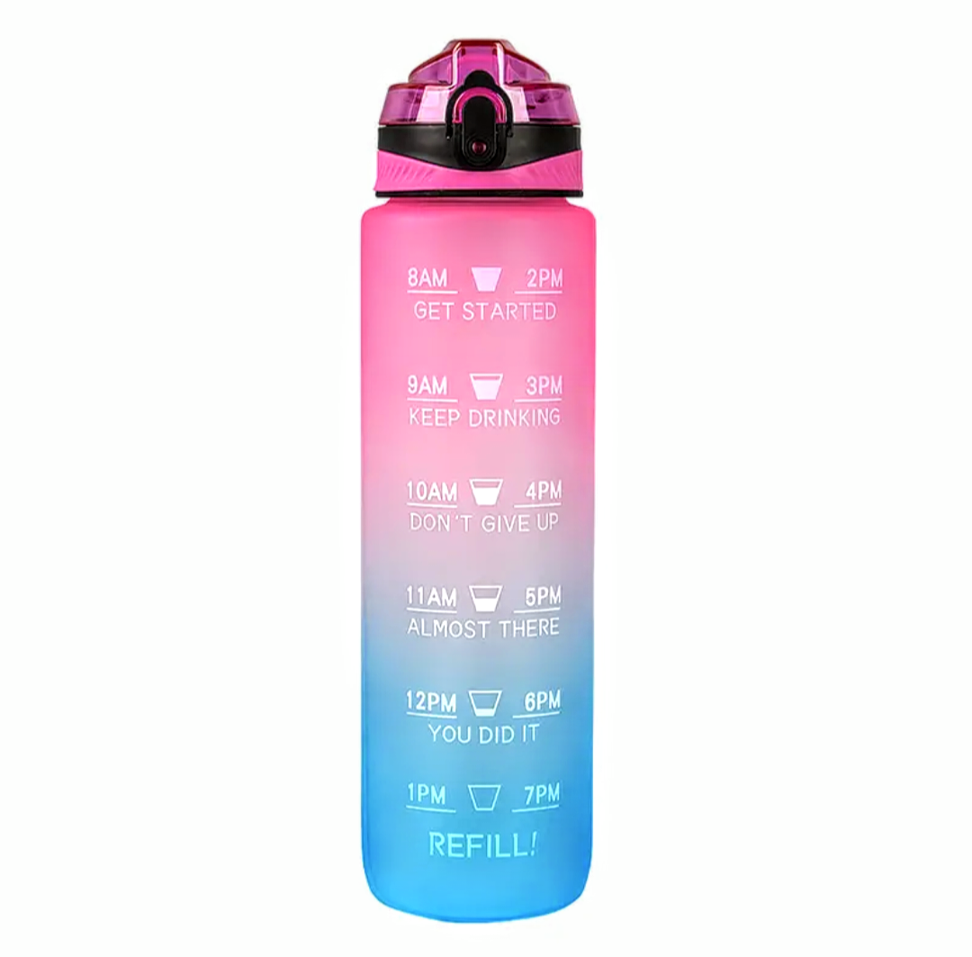 1 Liter Pink and Blue Water Bottle - Cynful Creations